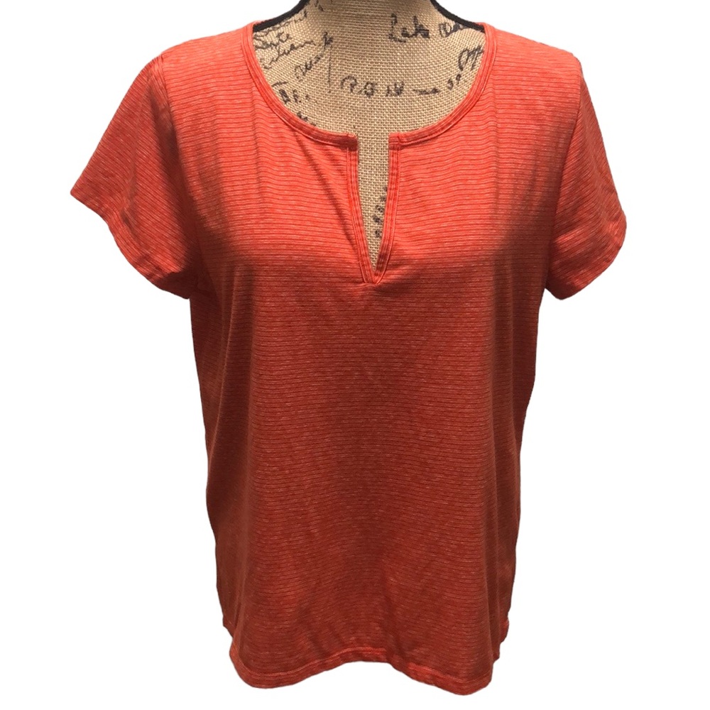 {J. Crew} Orange Split Neck Cap Sleeve Tee